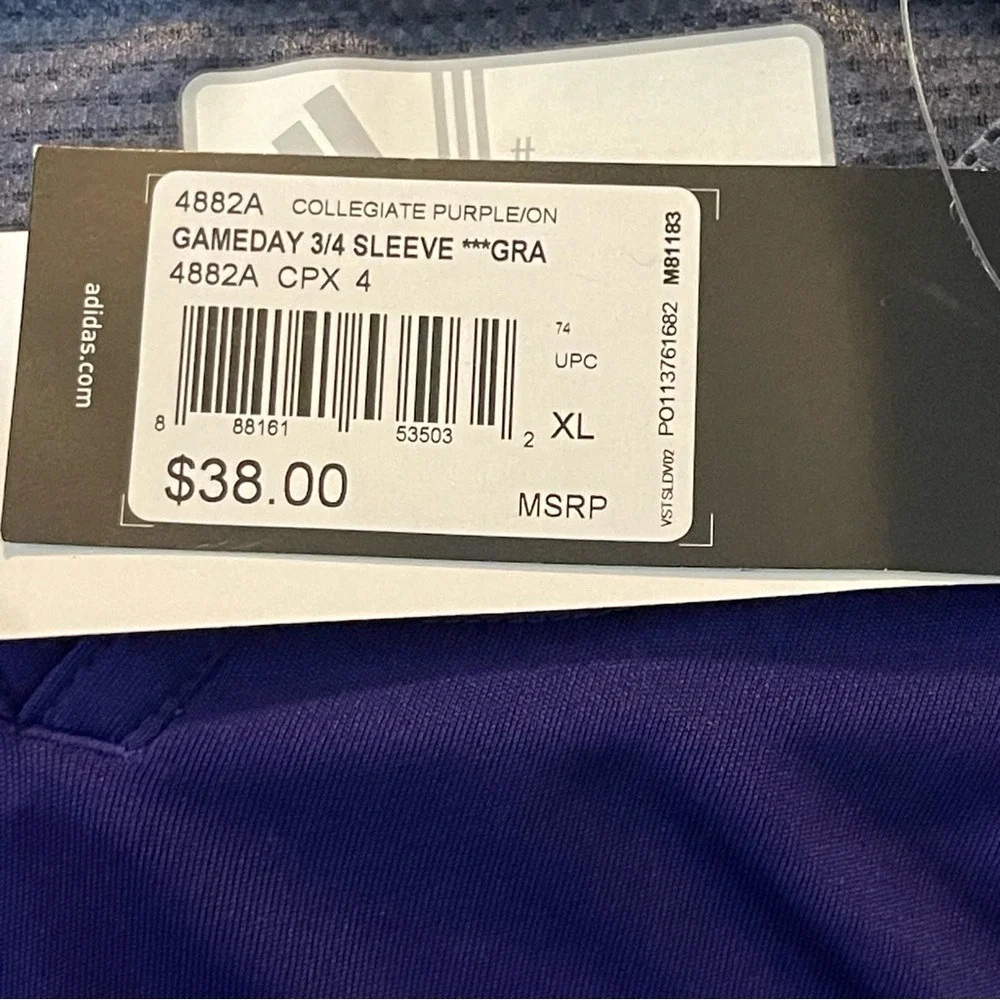 adidas men's purple quarter sleeve athletic shirt‎
